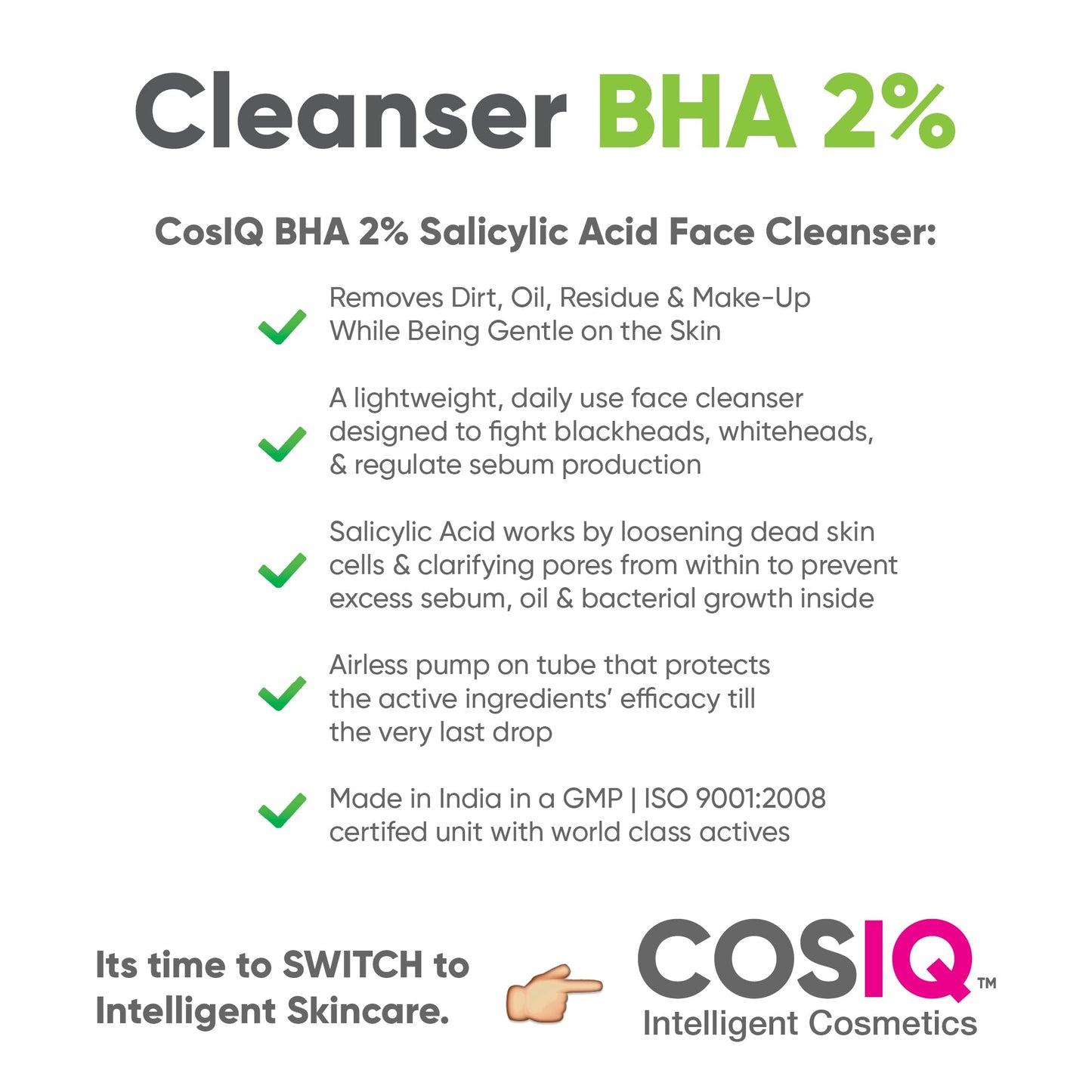 BHA-2% Salicylic Acid Face Cleanser, 100ml - CosIQ