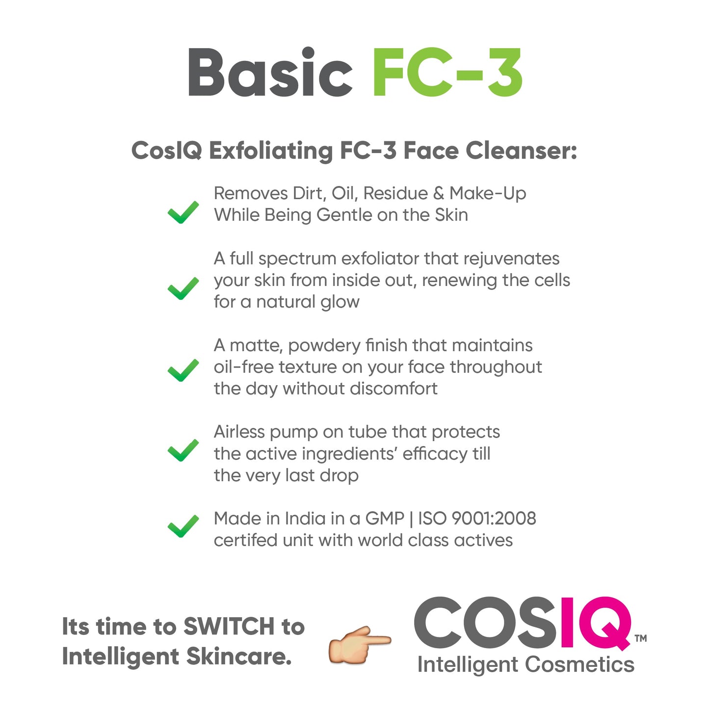 FC-3 Exfoliating Face Cleanser, 100ml - CosIQ