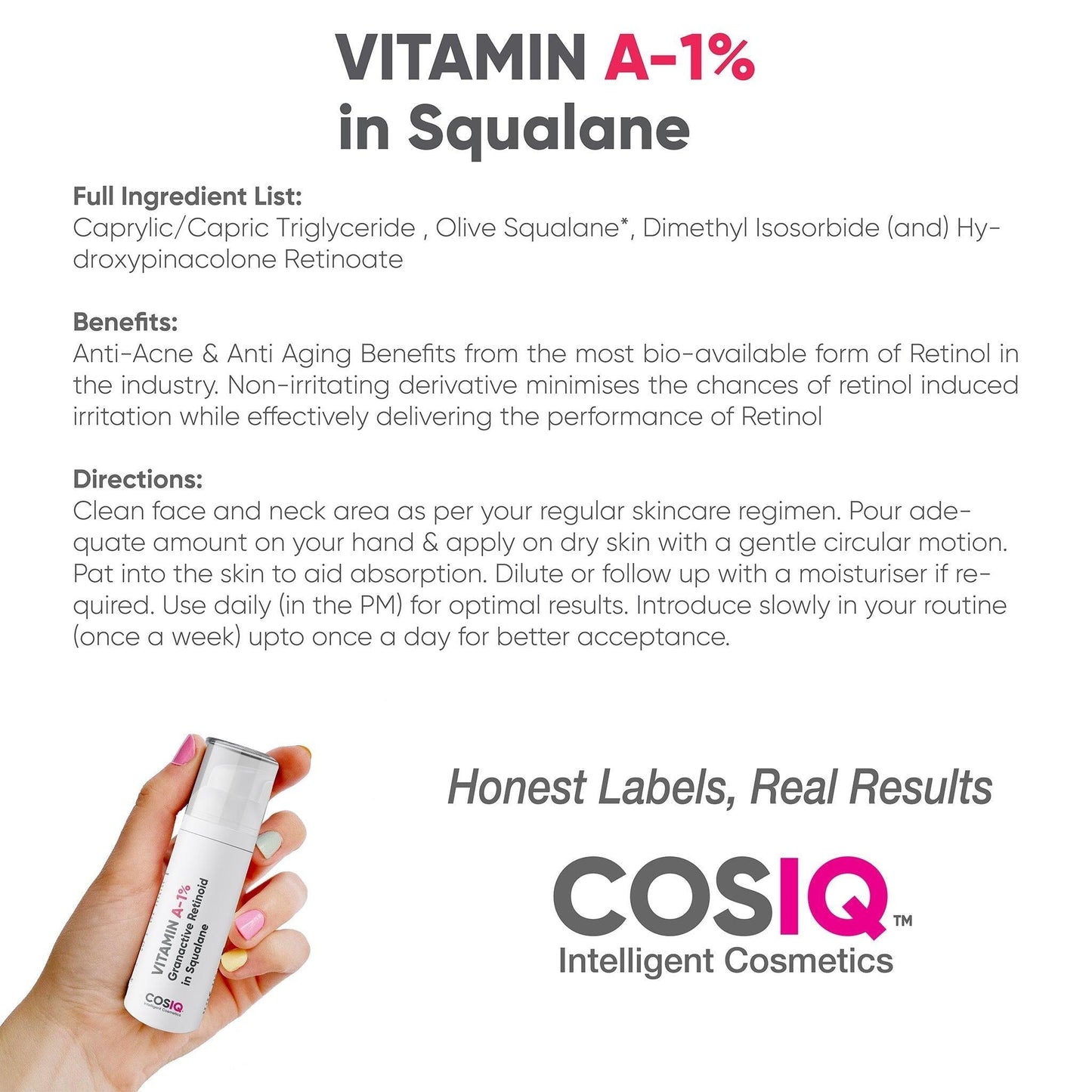 Vitamin A-1% Granactive Retinoid in Squalane, 30ml - CosIQ