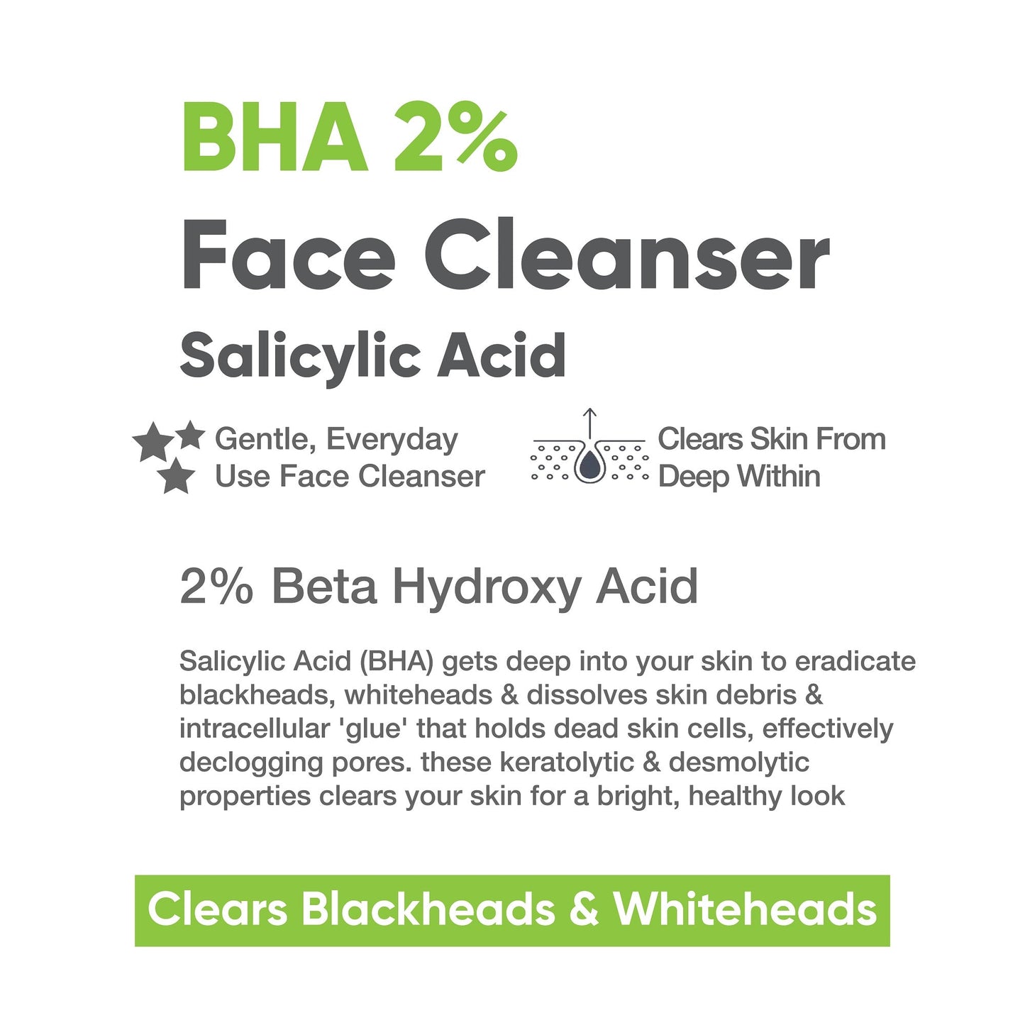 BHA - 2% Salicylic Acid Face Cleanser, 100ml - CosIQ