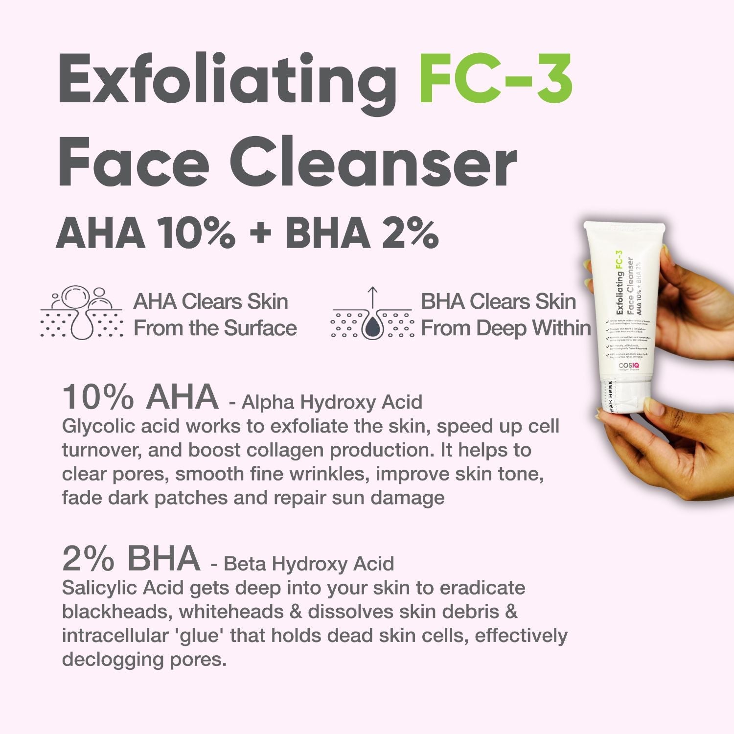 FC - 3 Exfoliating Face Cleanser, 100ml - CosIQ