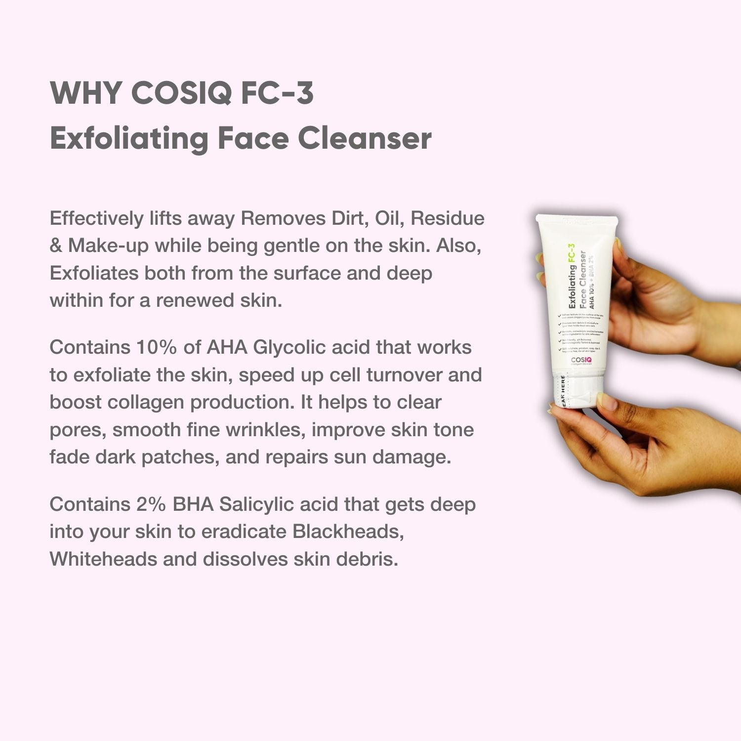 FC - 3 Exfoliating Face Cleanser, 100ml - CosIQ