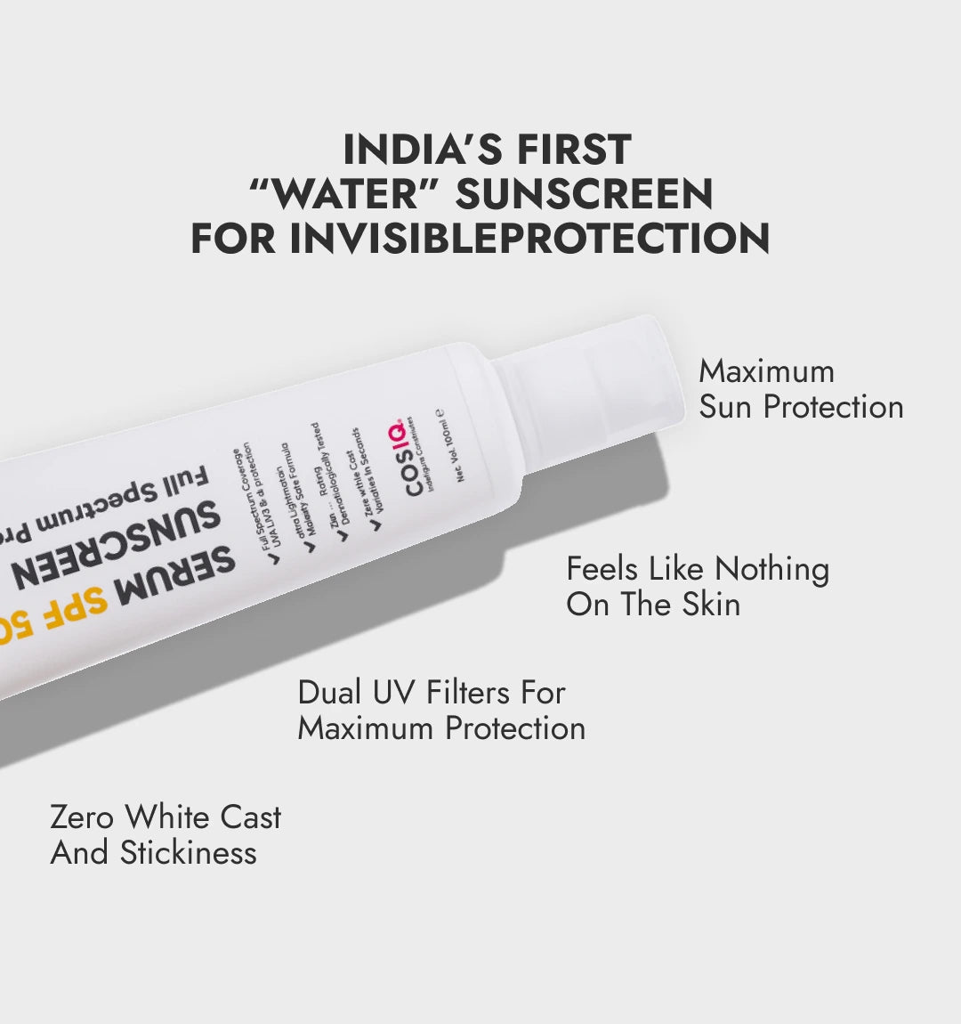 India’s Only Hybrid, Serum - Based Sunscreen - SPF 50 - CosIQ