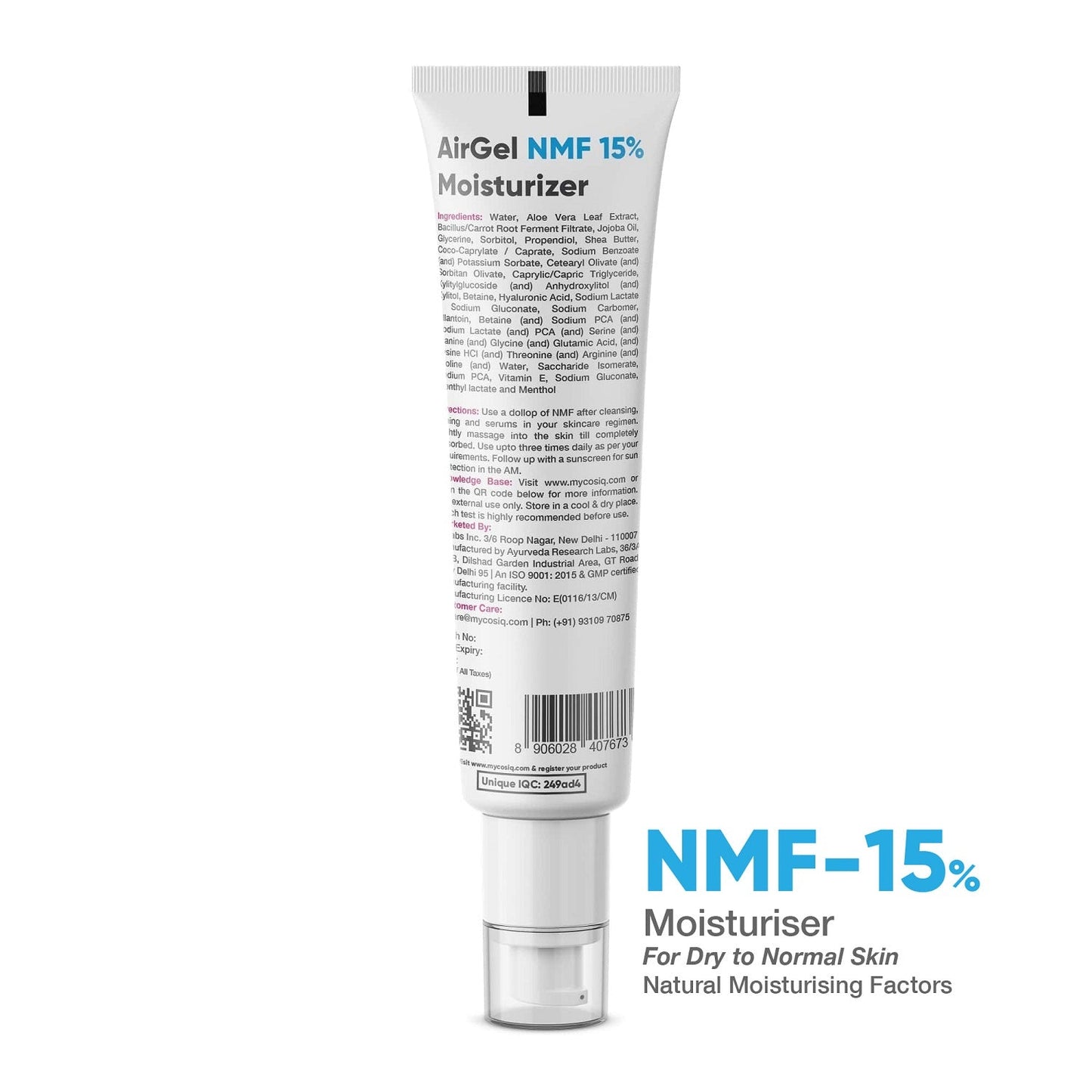 AirGel NMF-15% Moisturiser for Dry Skin, 100ml - CosIQ