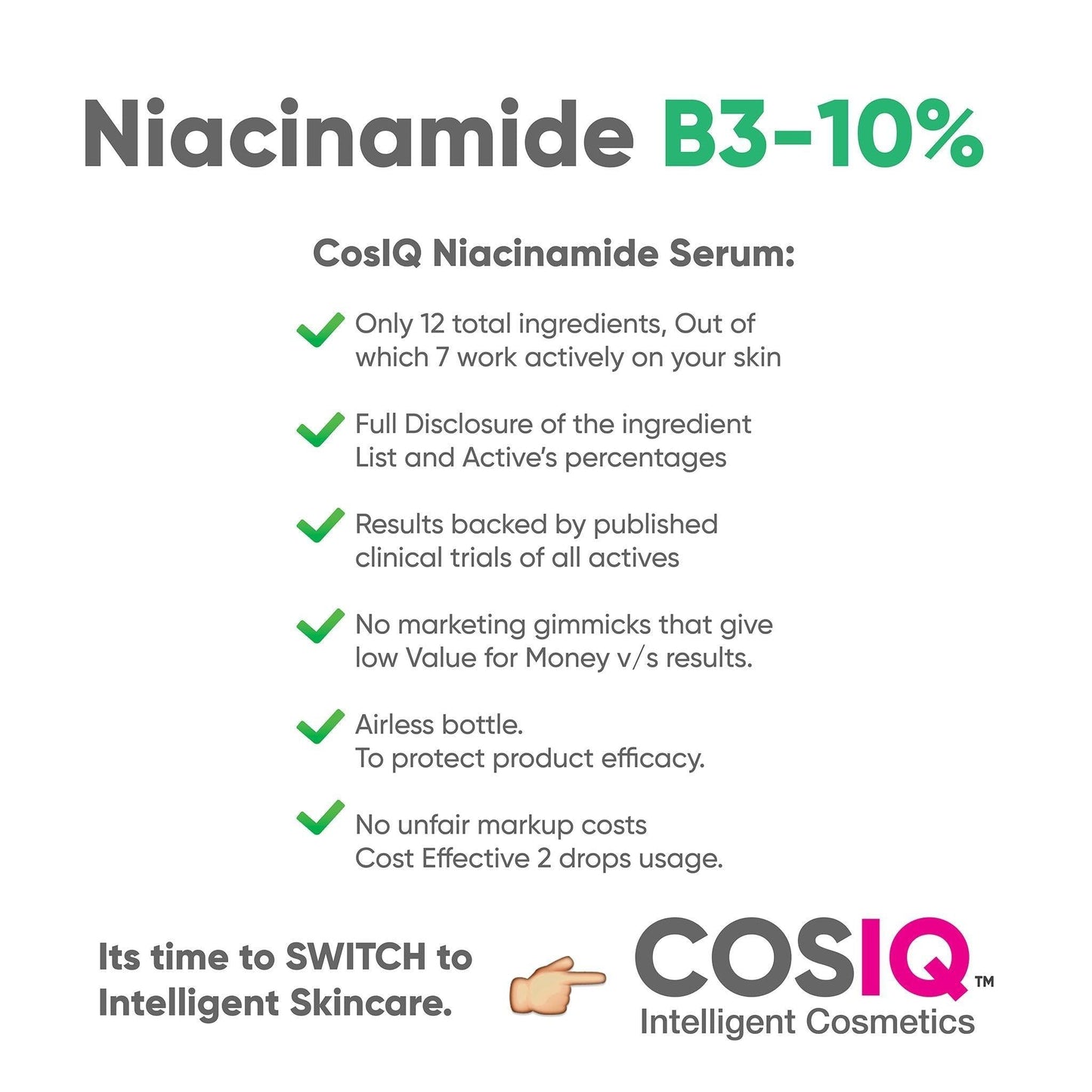 Niacinamide Vitamin B3-10% Serum, 30ml - CosIQ