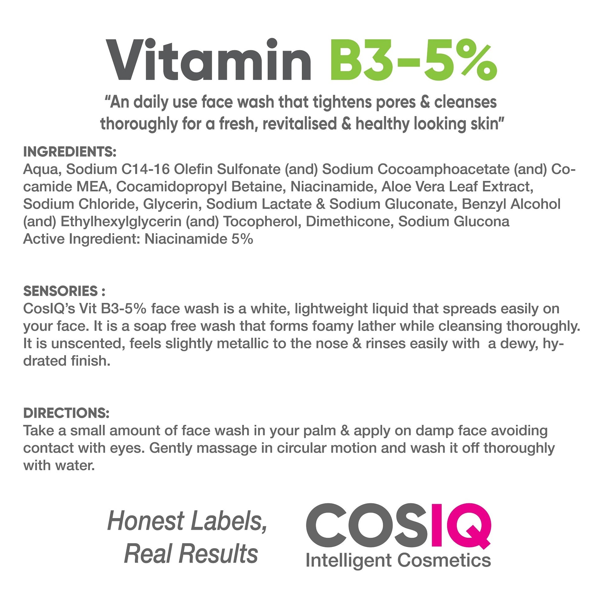 Niacinamide Vitamin B3-5% Brightening Face Wash - 100 ml - CosIQ