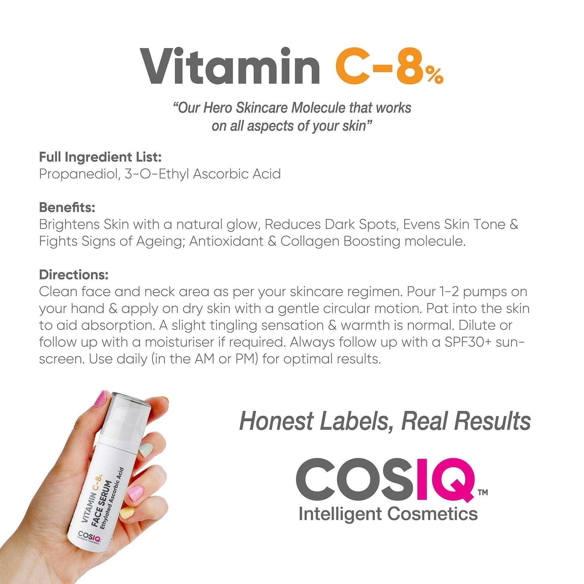 Vitamin C-8% Serum, 30ml - CosIQ