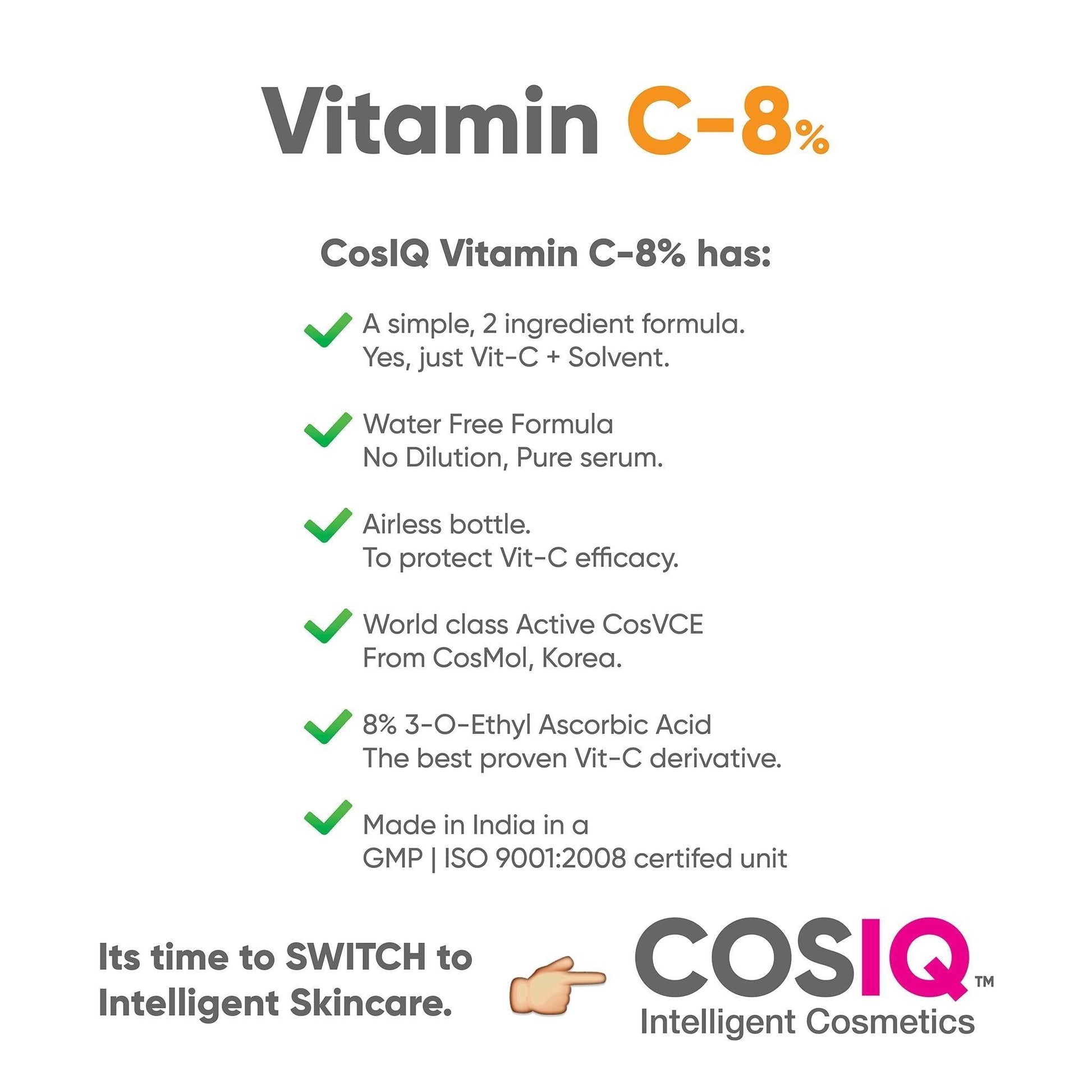 Vitamin C-8% Serum, 30ml - CosIQ