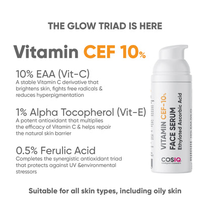 Vitamin CEF-10% Face Serum 30ml - CosIQ